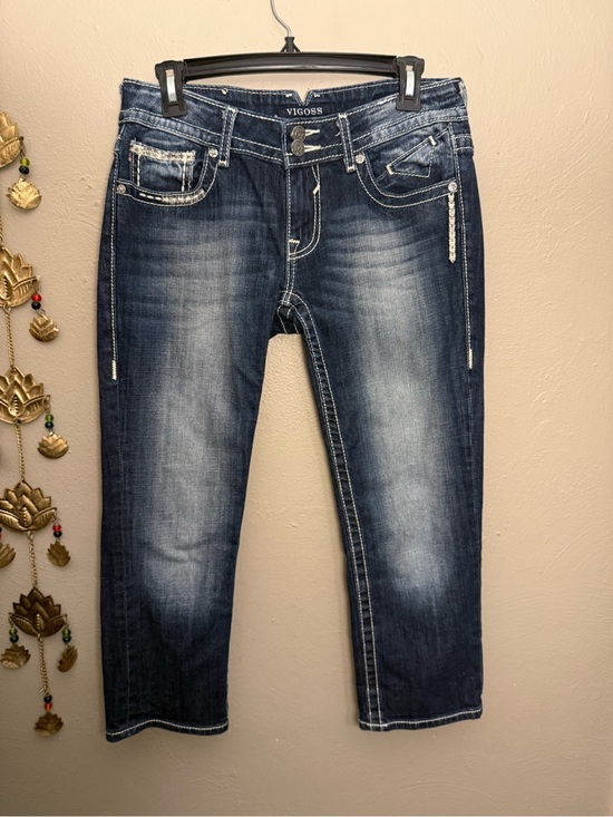Vigoss Denim - Vigoss Y2K Studded Denim The Dublin Capri Low Rise Contrast Stitch Size 28